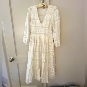 Gorgeous Ulla Johnson white lace/ eyelet dress. Long w/ Ballon Sleeve
